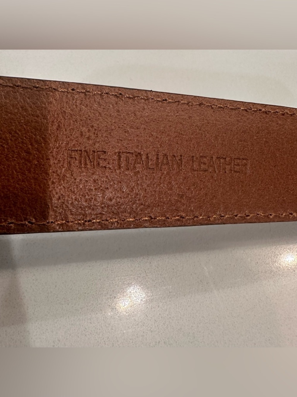 Jos A Bank Italian Leather Belt Brass Buckle Mens 46 Brown Professional Career - Picture 5 of 12